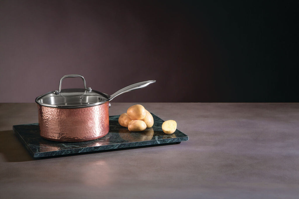 Orsina Minerva 18cm Hammered Copper Saucepan with Vented Lid
