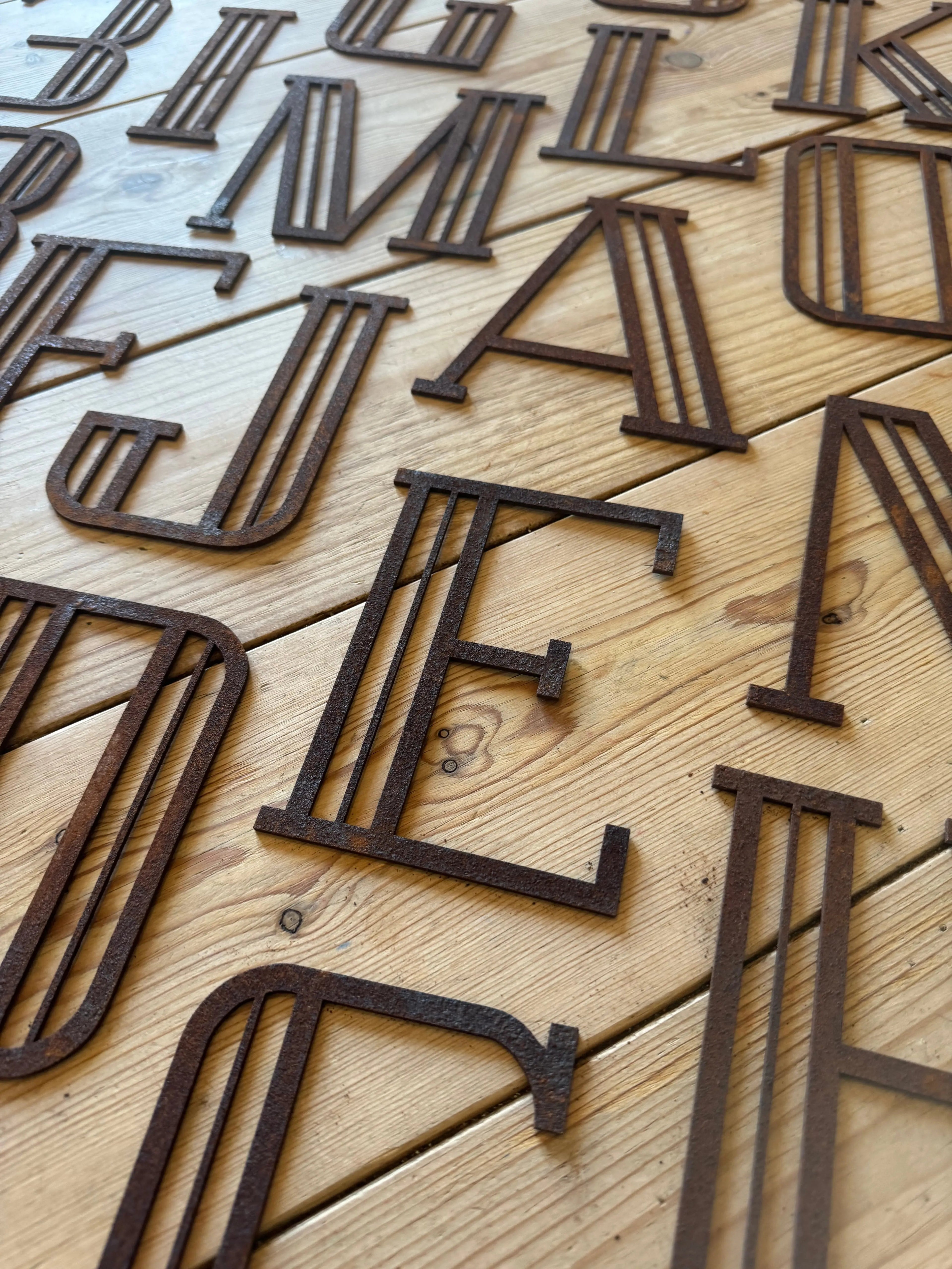 Rustic Warehouse Norfolk Art Deco Rusty Metal Letters – Industrial Wall Decor