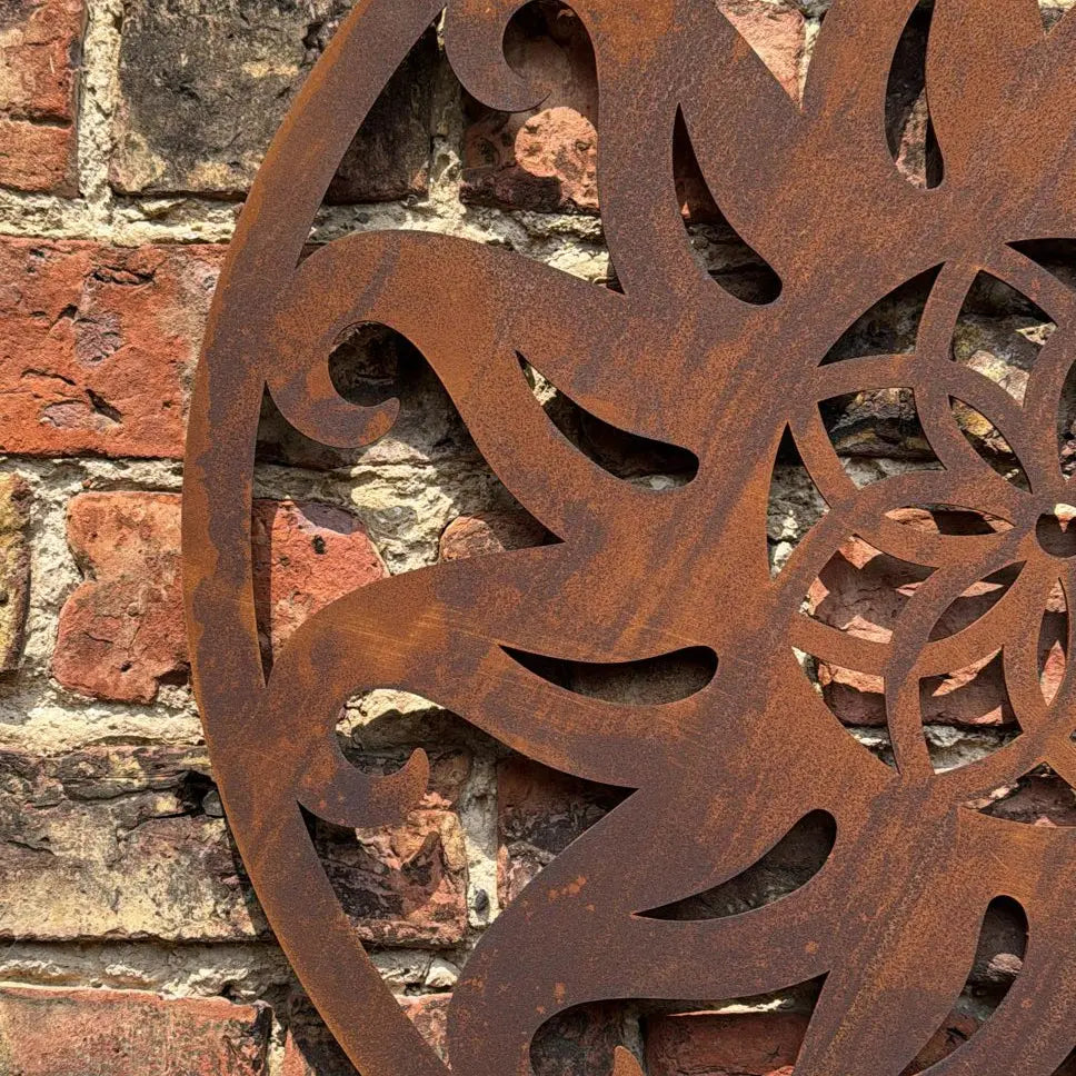 Rustic Warehouse Norfolk Metal Sun Wall Art – 55cm Steel Garden Decor