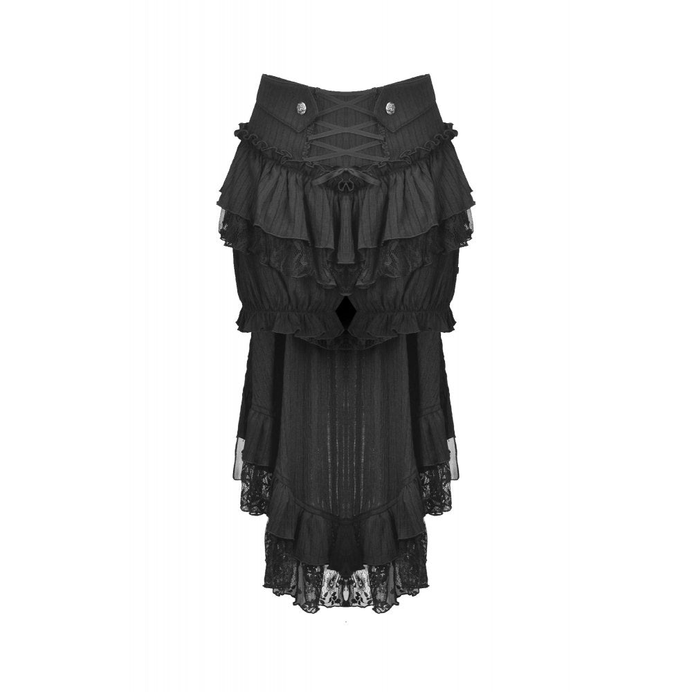 Dark in Love Cordelia Gothic High-Low Layered Skort - Black Lace