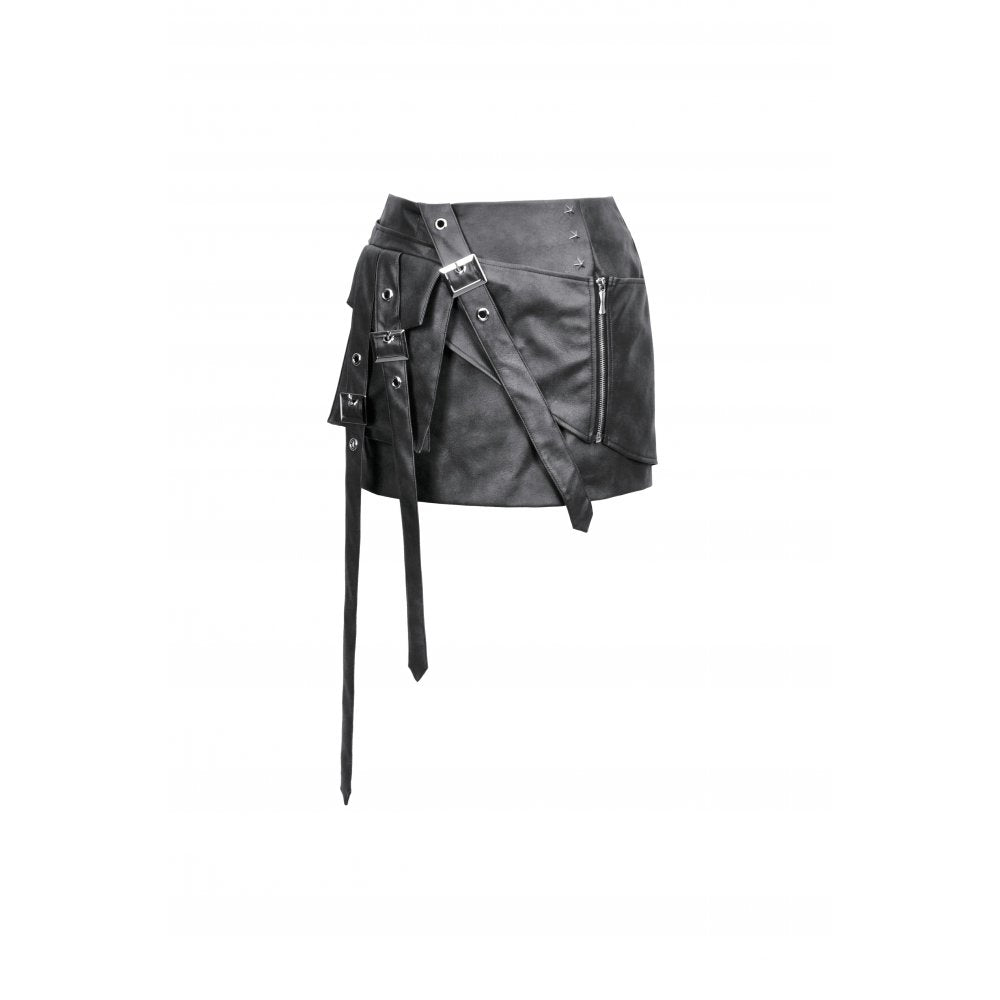 Dark in Love Chaos Reign Black Faux Leather Goth Punk Mini Skirt