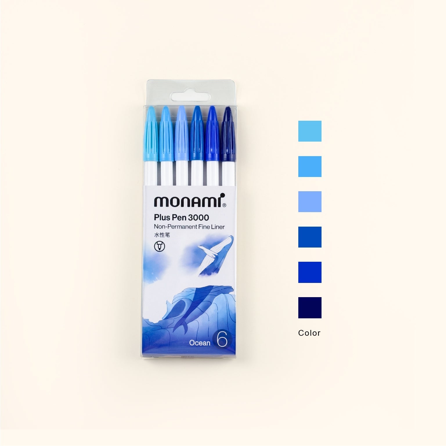 Monami Plus Pen 3000 Set | 0.4mm Fine Liner Journaling Pens - 6 Pcs