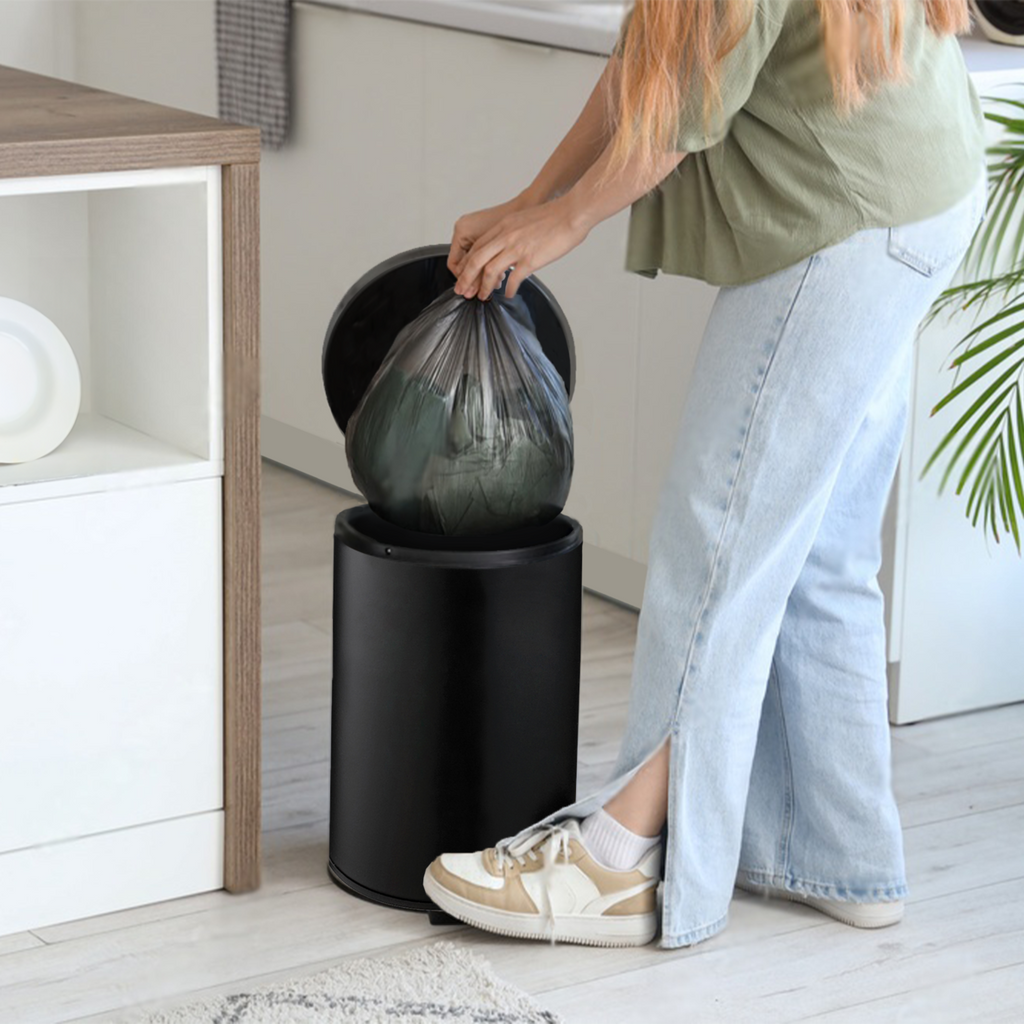 Orsina Parker 3 Litre Pedal Bin – Matte Black Bathroom Wastebin