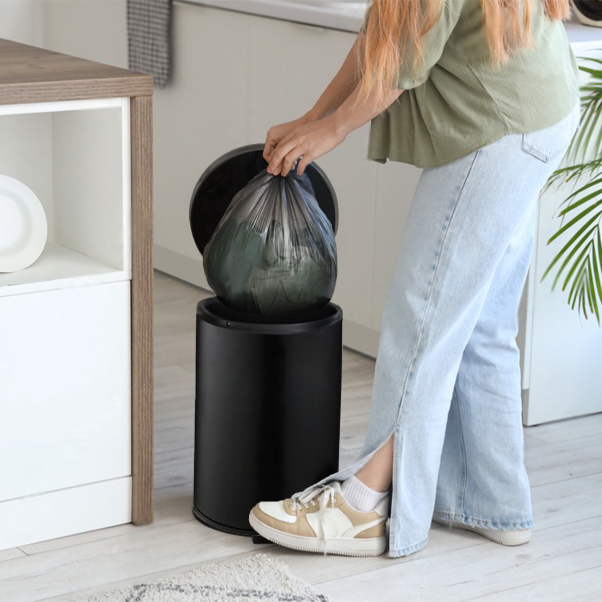 Orsina Parker 3 Litre Pedal Bin – Matte Black Bathroom Wastebin