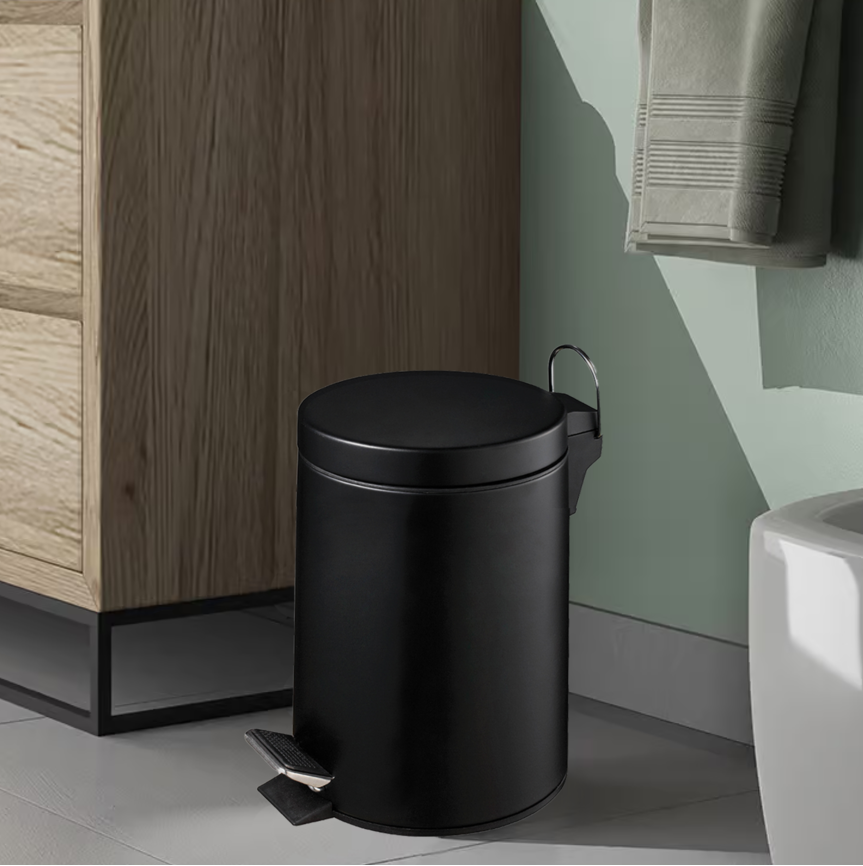Orsina Parker 3 Litre Pedal Bin – Matte Black Bathroom Wastebin