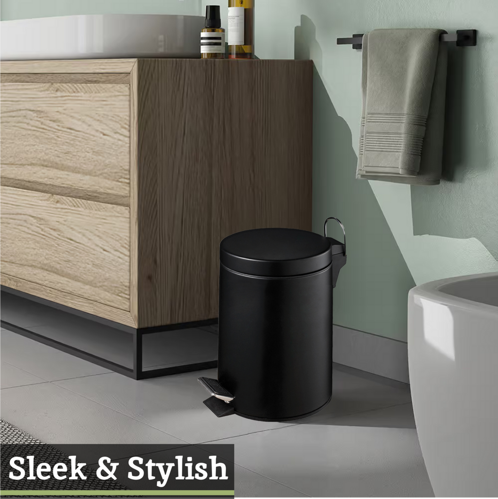 Orsina Parker 3 Litre Pedal Bin – Matte Black Bathroom Wastebin
