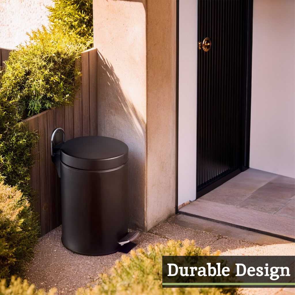 Orsina Parker 3 Litre Pedal Bin – Matte Black Bathroom Wastebin