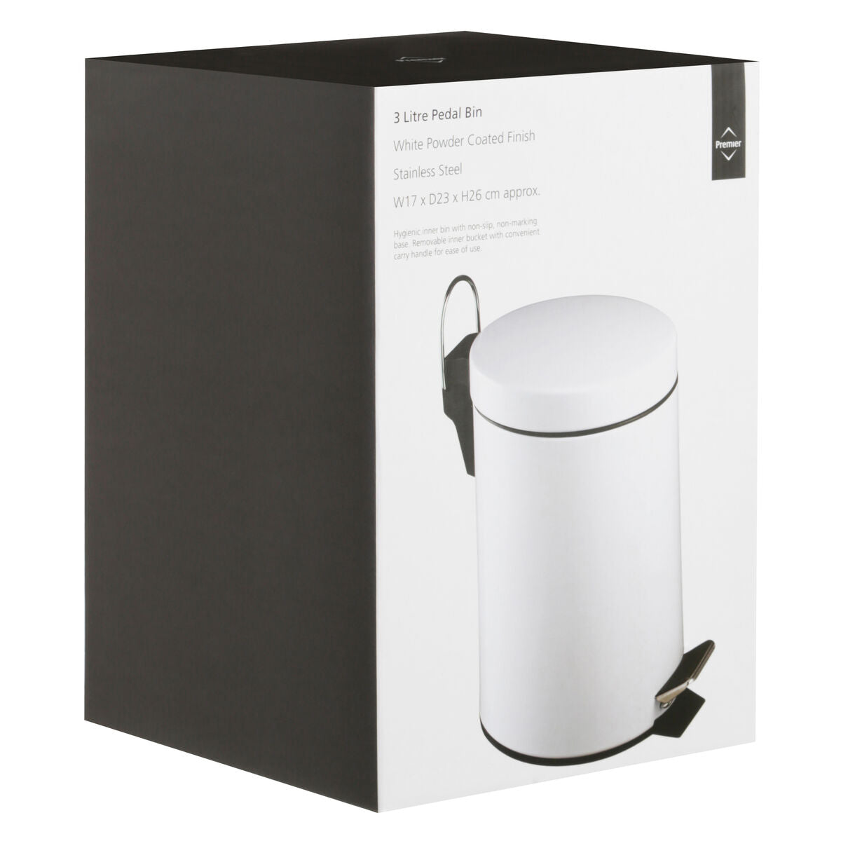 Orsina Parker 3 Litre Pedal Bin – Compact White Bathroom Wastebin