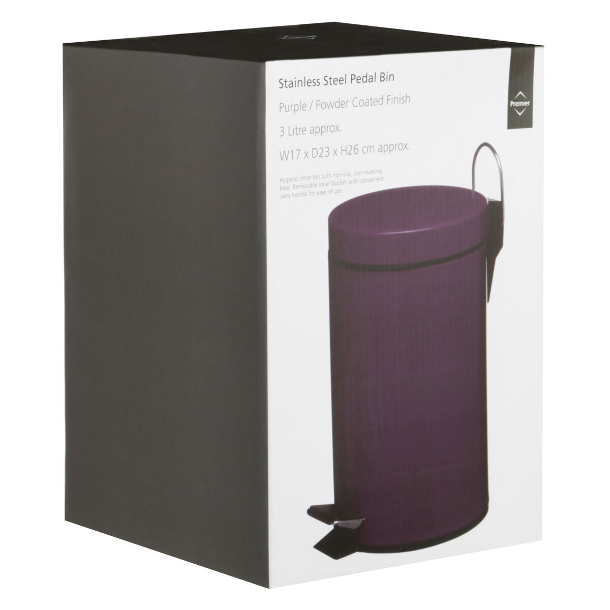Orsina Parker Purple 3 Litre Pedal Bin – Compact Bathroom Wastebin