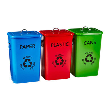 Orsina Rex Colour-Coded Recycle Bins – Set of 3 Kitchen Sorting Bins