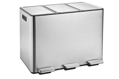 Orsina 45L 3 Compartment Recycle Bin – Satin Stainless Steel