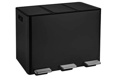 Orsina Rex 45L Matte Black 3 Compartment Kitchen Recycle Bin