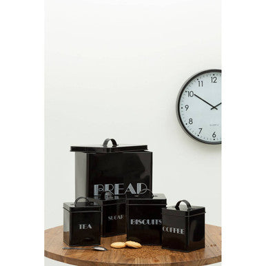 Orsina Easton 5-Piece Black Kitchen Storage Set with Bread Bin