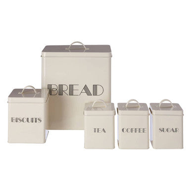 Orsina Easton 5-Piece Cream Kitchen Storage Set | Bread Bin & Canisters
