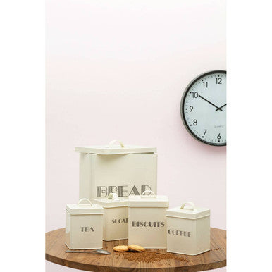 Orsina Easton 5-Piece Cream Kitchen Storage Set | Bread Bin & Canisters