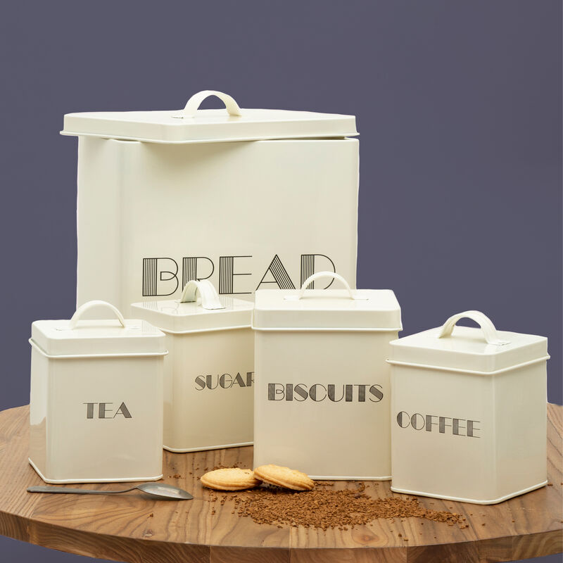 Orsina Easton 5-Piece Cream Kitchen Storage Set | Bread Bin & Canisters
