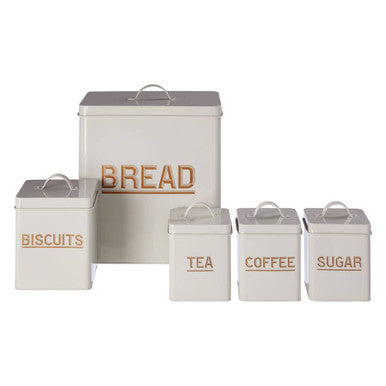 Orsina Easton 5-Piece Grey Kitchen Storage Set | Bread Bin & Canisters