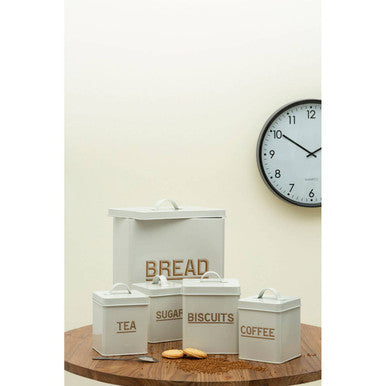Orsina Easton 5-Piece Grey Kitchen Storage Set | Bread Bin & Canisters