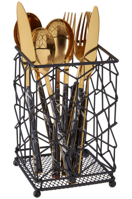 Orsina Vertex Contour Utensil Holder – Matte Black Wire Kitchen Caddy