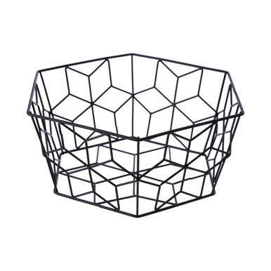 Orsina Vertex Contour Fruit Basket – Black Geometric Wire Storage