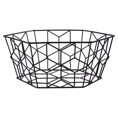 Orsina Vertex Contour Fruit Basket – Black Geometric Wire Storage