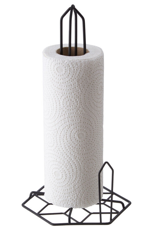 Orsina Vertex Contour Kitchen Roll Holder – Matte Black Paper Towel Stand