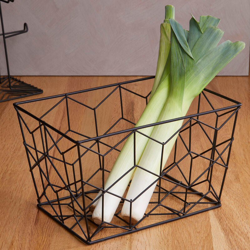 Orsina Vertex Contour Wire Storage Basket – Modern Black Kitchen Organizer