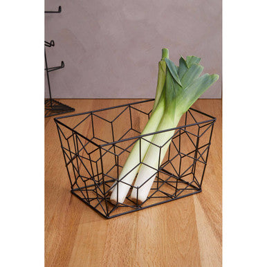 Orsina Vertex Contour Wire Storage Basket – Modern Black Kitchen Organizer