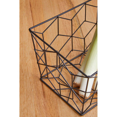 Orsina Vertex Contour Wire Storage Basket – Modern Black Kitchen Organizer