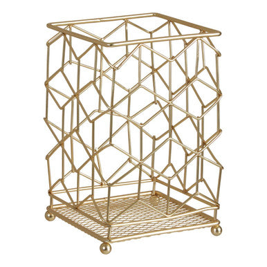 Orsina Vertex Contour Utensil Holder – Matte Gold Geometric Kitchen Organizer