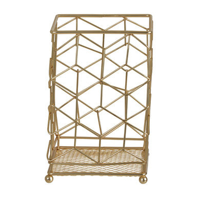 Orsina Vertex Contour Utensil Holder – Matte Gold Geometric Kitchen Organizer
