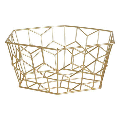 Orsina Vertex Contour Matte Gold Fruit Basket – Wire Kitchen Bowl