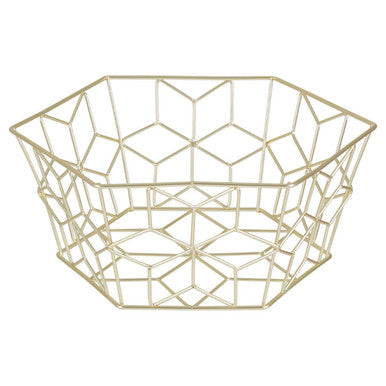 Orsina Vertex Contour Matte Gold Fruit Basket – Wire Kitchen Bowl