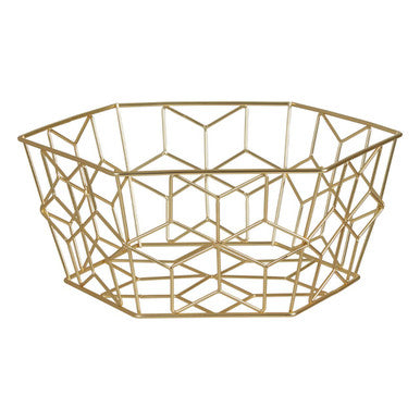 Orsina Vertex Contour Matte Gold Fruit Basket – Wire Kitchen Bowl