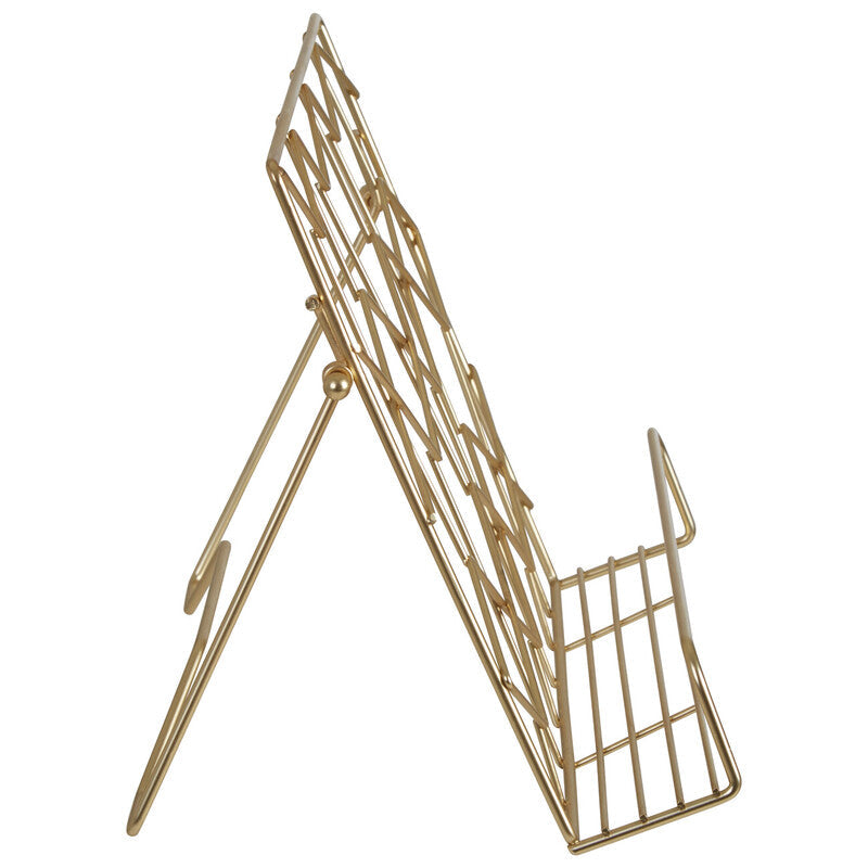 Orsina Vertex Contour Matte Gold Cookbook Stand | Adjustable Metal Holder