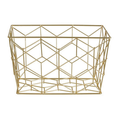 Orsina Vertex Contour Matte Gold Wire Storage Basket – Tapered Metal