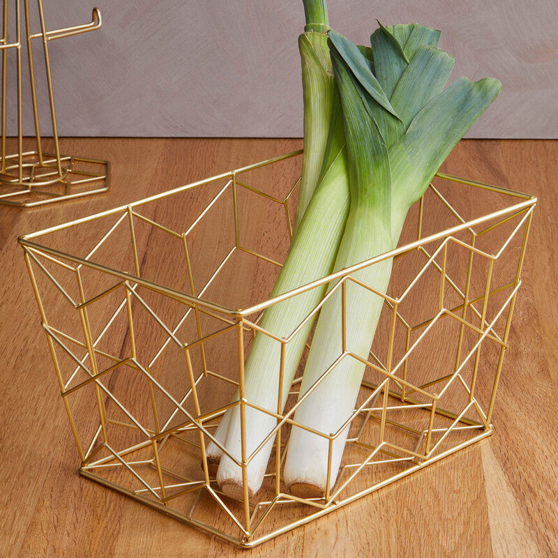 Orsina Vertex Contour Matte Gold Wire Storage Basket – Tapered Metal