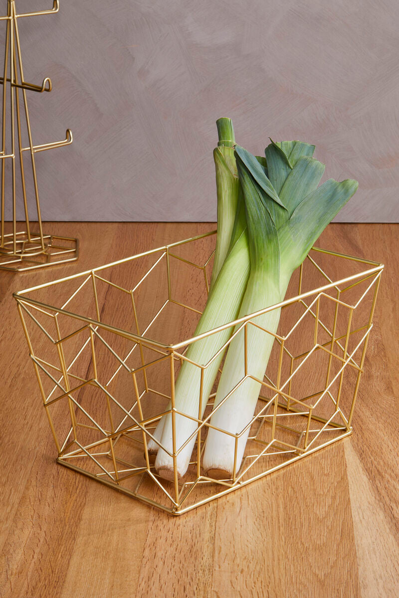 Orsina Vertex Contour Matte Gold Wire Storage Basket – Tapered Metal