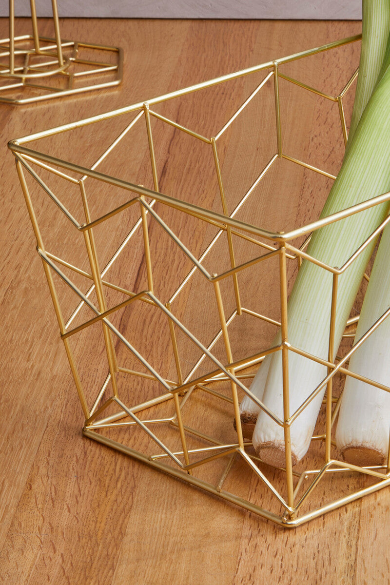 Orsina Vertex Contour Matte Gold Wire Storage Basket – Tapered Metal