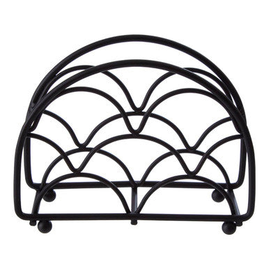 Orsina Vertex Deco Napkin Holder – Matte Black Metal Semicircle