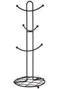 Orsina Vertex Deco Black Mug Tree | 6-Cup Metal Countertop Organizer
