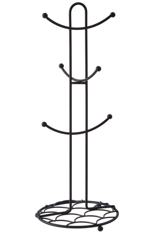 Orsina Vertex Deco Black Mug Tree | 6-Cup Metal Countertop Organizer