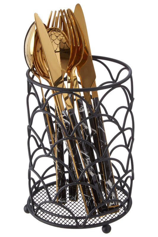 Orsina Vertex Deco Utensil Holder – Matte Black Kitchen Organizer