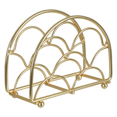 Orsina Vertex Deco Matte Gold Napkin Holder – Metal Semicircle Frame