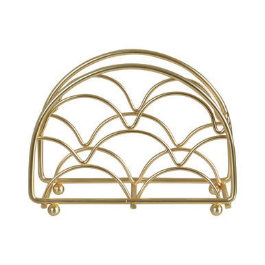 Orsina Vertex Deco Matte Gold Napkin Holder – Metal Semicircle Frame