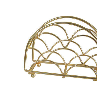 Orsina Vertex Deco Matte Gold Napkin Holder – Metal Semicircle Frame