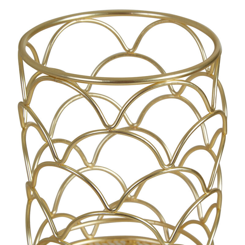 Orsina Vertex Deco Utensil Holder – Matte Gold Iron Kitchen Organizer