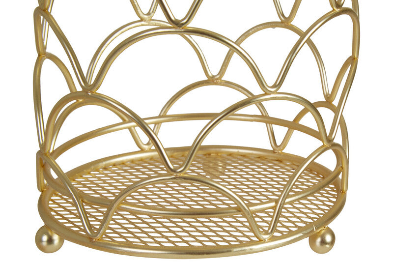 Orsina Vertex Deco Utensil Holder – Matte Gold Iron Kitchen Organizer