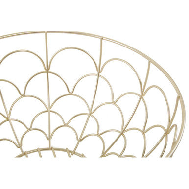 Orsina Vertex Deco Matte Gold Fruit Basket – Art Deco Iron Wire Bowl