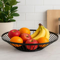Orsina Emery Matte Black Iron Fruit Basket with Flat Base